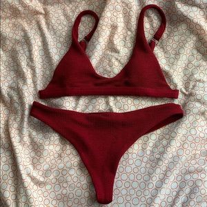 burgundy bikini